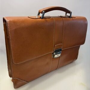 LEVENGER Brown Leather Single Closure Briefcase Portfolio Bag FINE LEATHER TOOLS